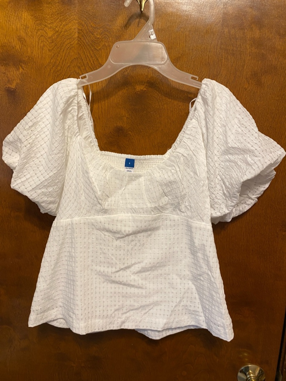 Old Navy White Puff-Sleeve Square Neck Blouse